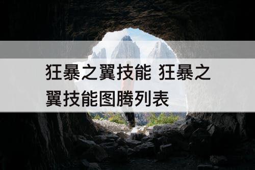 狂暴之翼技能 狂暴之翼技能图腾列表