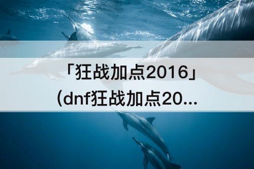 「狂战加点2016」(dnf狂战加点2016)
