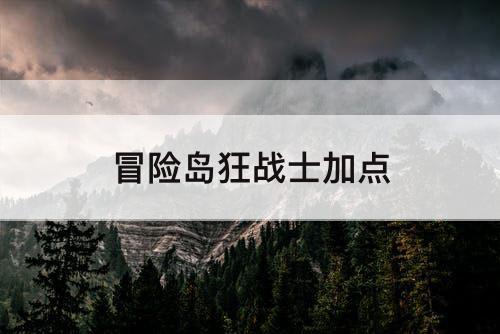 冒险岛狂战士加点