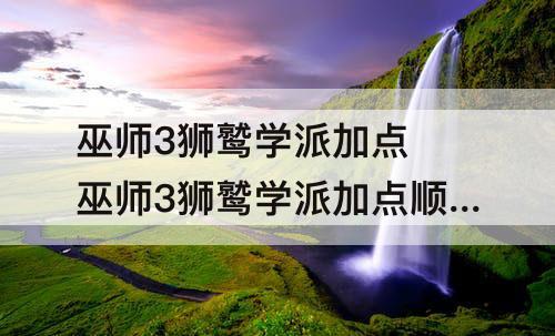 巫师3狮鹫学派加点 巫师3狮鹫学派加点顺序
