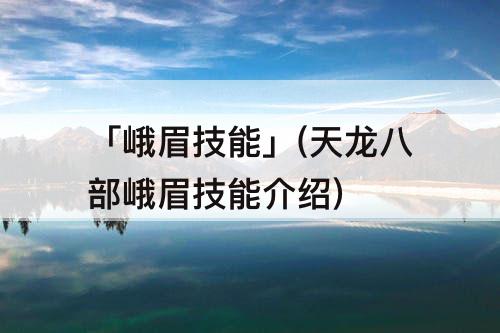 「峨眉技能」(天龙八部峨眉技能介绍)