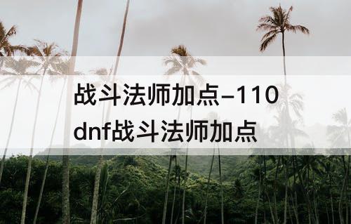 战斗法师加点-110dnf战斗法师加点