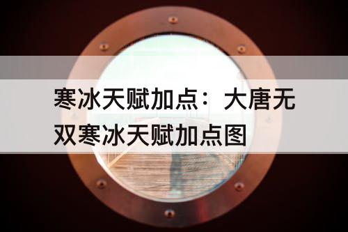 寒冰天赋加点：大唐无双寒冰天赋加点图