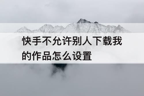 快手不允许别人下载我的作品怎么设置