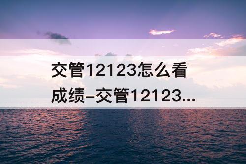 交管12123怎么看成绩-交管12123怎么看成绩合格