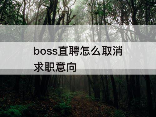 boss直聘怎么取消求职意向