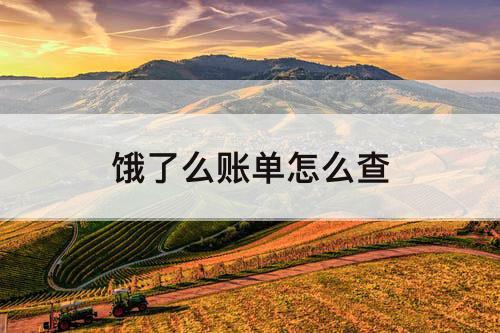 饿了么账单怎么查