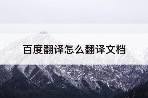 百度翻译怎么翻译文档