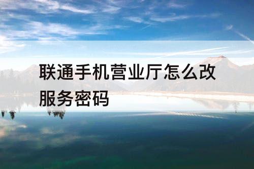 联通手机营业厅怎么改服务密码
