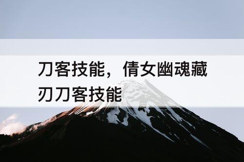 刀客技能，倩女幽魂藏刃刀客技能