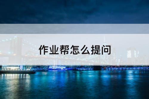 作业帮怎么提问