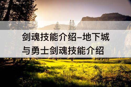 剑魂技能介绍-地下城与勇士剑魂技能介绍