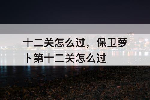 十二关怎么过，保卫萝卜第十二关怎么过