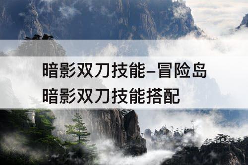 暗影双刀技能-冒险岛暗影双刀技能搭配