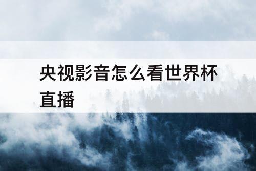 央视影音怎么看世界杯直播