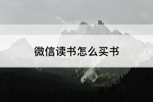 微信读书怎么买书