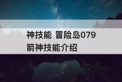神技能 冒险岛079箭神技能介绍