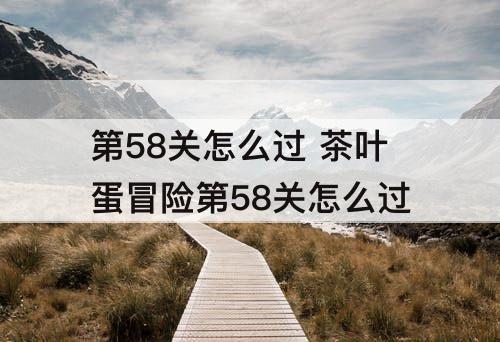 第58关怎么过 茶叶蛋冒险第58关怎么过