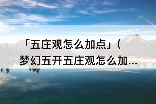 「五庄观怎么加点」(梦幻五开五庄观怎么加点)